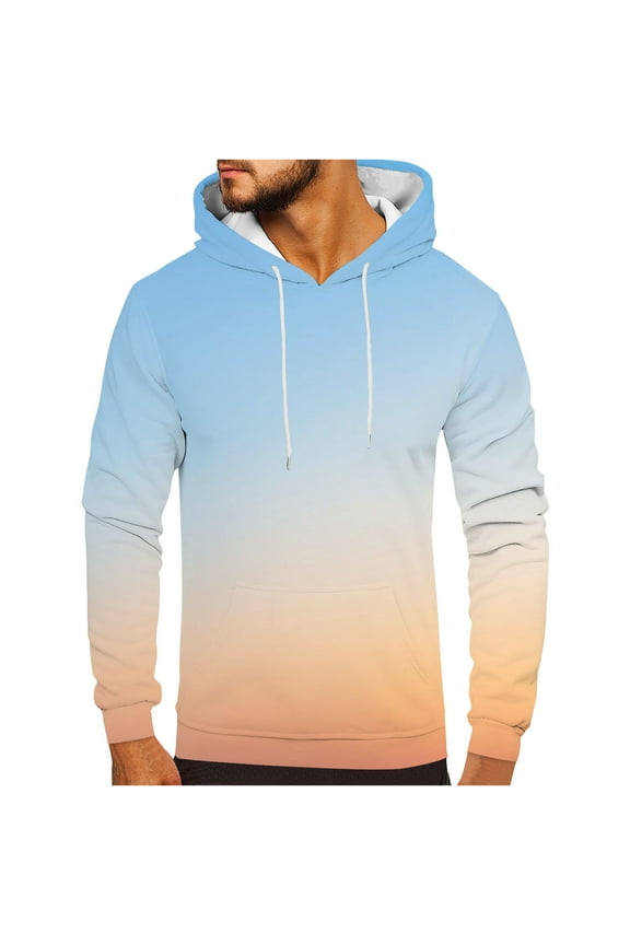 Halloween Sweatshirt for Men Novelty Gradient Pullover Hoodie Cozy Slim Fit Sweater Long Sleeve Casual Hooded Sweatshirt with Pocket for Sailing Fishing Camping