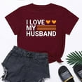 thumbnail image 1 of Lilgiuy Heart Valentines Day Shirt for Women's I LOVE MY HUSBAND Letter Print Graphic Tees Short Sleeve Tops Casual Summer T Shirt for Travel Vacation Holiday, 1 of 5