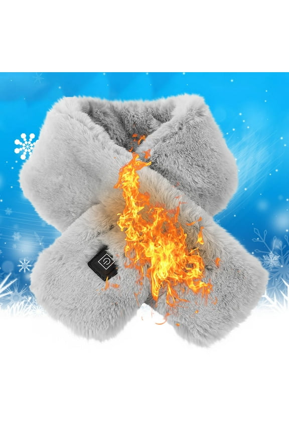 Heated Scarf for Women & Men, Winter Warm Soft Electric Neck Warmer Wrap for Neck Pain Relief, Stiffness, Gray