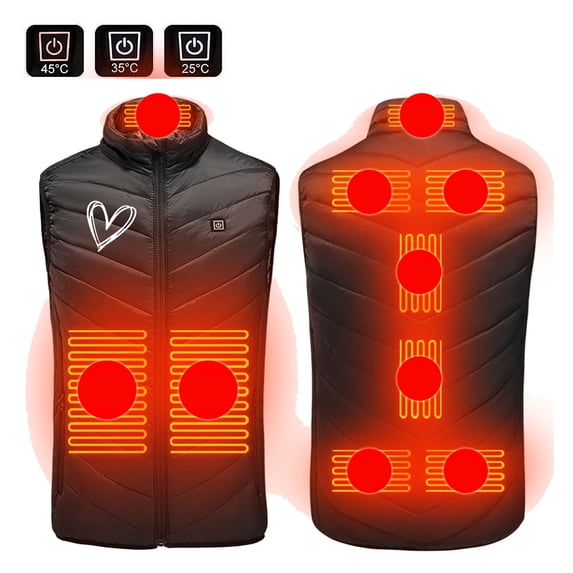 Lilgiuy Heated Vest for Men and Women Trendy Heart Print Sleeveless Lightweight Windproof Heated Jacket Winter Heating Vest Hunting Fishing