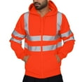 thumbnail image 1 of Lilgiuy High Visibility Sweatshirt for Men Casual Solid Color Long Sleeve Reflective Zippered Hooded Road Work Sweatshirts for Trail Running, 1 of 5
