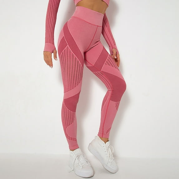 Lilgiuy High Waist Mesh Leggings for Women Casual Solid Color Tummy Control Yoga Pants Womens Workout Athletic Running Leggings for Fitness Enthusiasts Pink(XS-L)