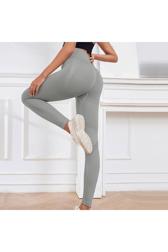 High Waist Workout Leggings for Women Casual Candy Color Butt Lifting Scrunch Gym Leggings Amplify Seamless Yoga Pants for Bodybuilding Gray(S-L)
