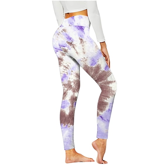 Lilgiuy High Waist Yoga Leggings for Women Trendy Tie Dye Print Non See-Through Workout Running Yoga Pants for Photoshot