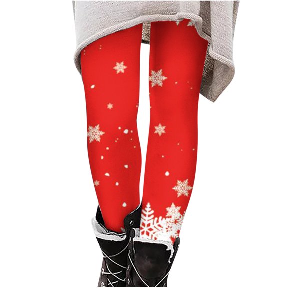 Lilgiuy High Waisted Leggings for Women Christmas Running Printing Elasticity Pants Workout Yoga Tummy Control Pants for Outdoor Activities