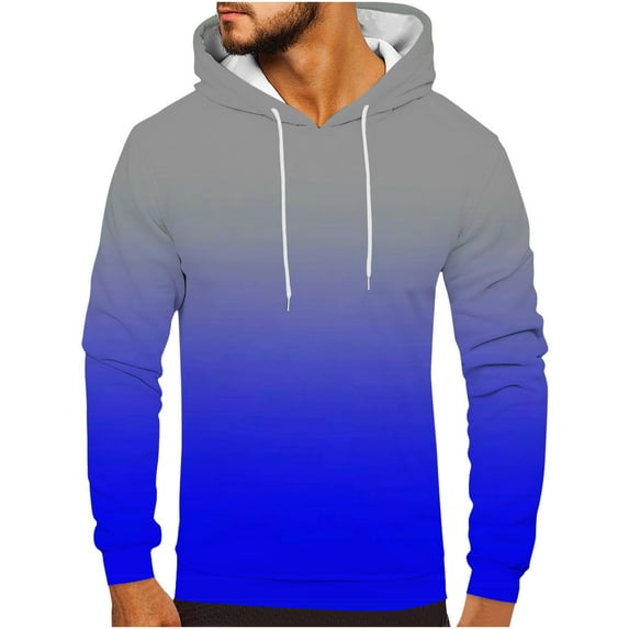 Lilgiuy Hoodies for Men Casual Long Sleeve Sweatshirts Slim Fit Elastic Pullover Sweater Fashion Trendy Gradient Sport Tops for Indoor Leisure Wear