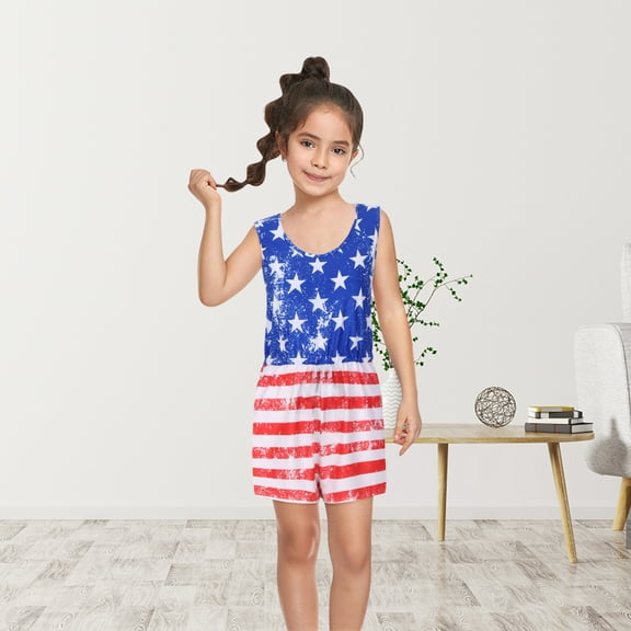 Lilgiuy Independence Day Mommy And Me Clothes Casual Mother Daughter Family Sleeveless Jumpsuit Dark Blue (3-4 Years) Fall Fashion 2022 Spring Winter