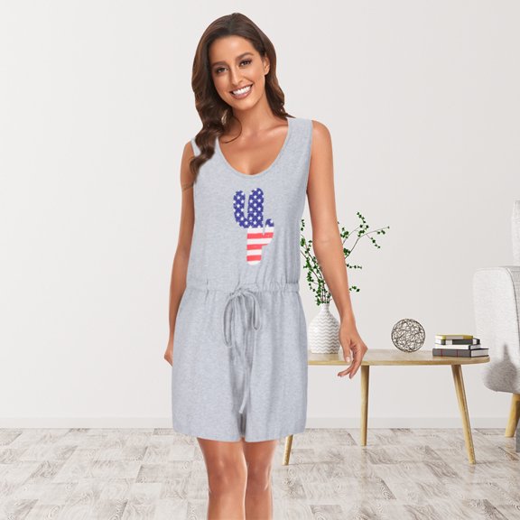 Lilgiuy Independence Day Mommy And Me Clothes Casual Mother Daughter Family Sleeveless Jumpsuit Gray 10(XL) Fall Clothes for 2022 Spring Winter