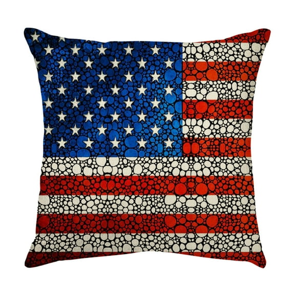 Lilgiuy Independence Day Patriotic Pillow Covers 18x18 Inch 4th of July Pillowcase Style American Flag Star Printing Pillowcase for Memorial Day