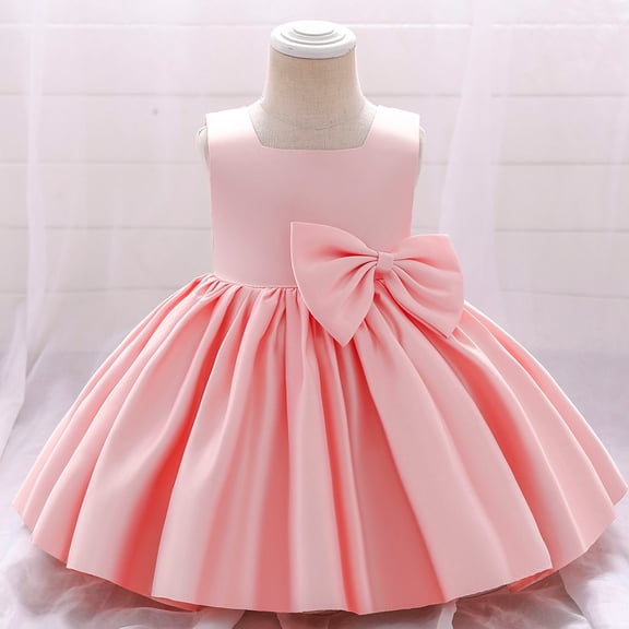 Lilgiuy Infant Girls Summer Dress Sleeveless Satin Lovely Bowknot Skirt for Piano Dance Performance Gown Summer Sales