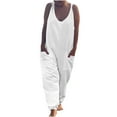 thumbnail image 1 of Lilgiuy Jumpsuits For Women Summer Sleeveless Pocket Solid Color Bundle Feet Pants Fashion Romper Pants White 8(L) Fall Fashion for 2022 Spring Winter, 1 of 5