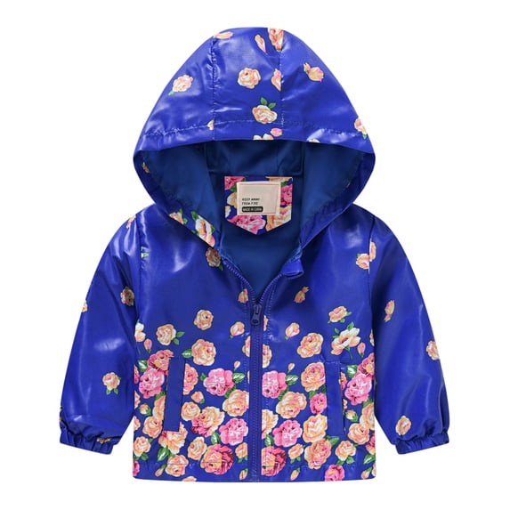 Lilgiuy Kids Boys Girls Fashion Solid Color Print Windproof Zipper Hooded Warm Jacket Coat for Autumn & Winter Blue