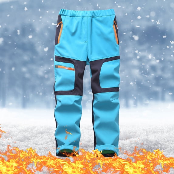 Lilgiuy Kids Boys Girls Waterproof Hiking Ski Snow Pants Elastic Waist Warm Outdoor Pants Gifts for Your Children