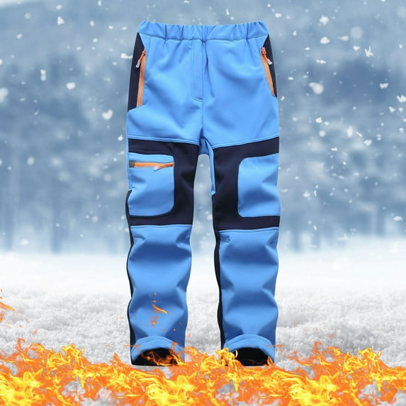 Lilgiuy Kids Boys Girls Waterproof Hiking Ski Snow Pants Elastic Waist Warm Outdoor Pants for Home Leisure