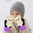 thumbnail image 1 of Lilgiuy Kids Girls Boys Warm Gloves Winter Cute Cartoon Pattern Windproof Plus Velvet Thermal Lock Temperature Gloves for Outdoor Sports Beige, 1 of 5