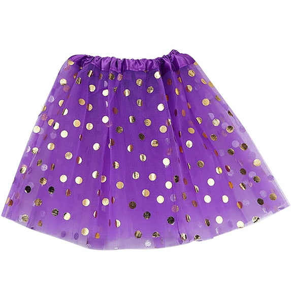Lilgiuy Kids Girls Christmas Tutu Skirt Ballet Dance Fluffy Skirt Elastic Pleated Gauze Short Tutu for Chirstmas Halloween Birthday Party Favors Purple (Free Size)