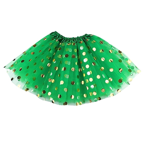 Lilgiuy Kids Girls Christmas Tutu Skirt Ballet Dance Fluffy Skirt Elastic Pleated Gauze Short Tutu for Chirstmas Halloween Birthday Party Favors Green (Free Size)