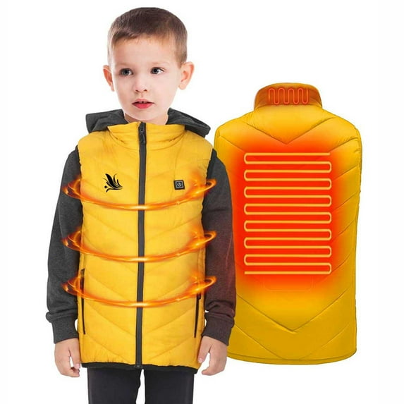 Lilgiuy Kids Heated Vest 2023 Winter Warm USB Intelligent Constant Temperature Heated Vest Jacket with Zipper Pockets Outwear(without mobile power)