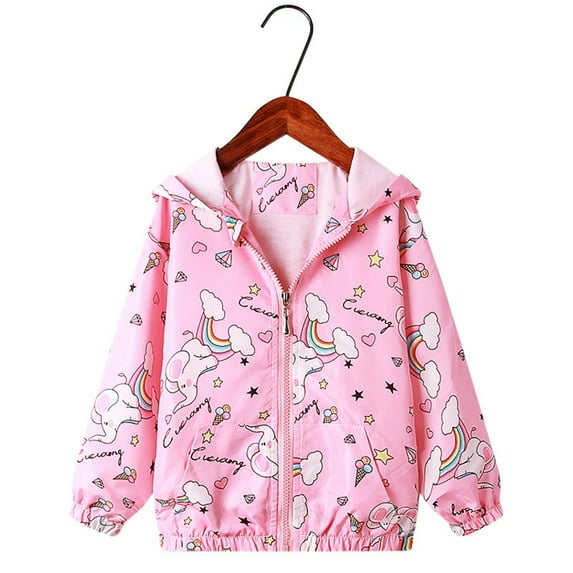 Lilgiuy Kids Hoodies Coats Zipper Windproof Jacket Children Cute Cartoon Patern Jackets Boys Girls Spring Autumn Outerwear for Halloween Christmas New Years(Pink,4-5 Years)