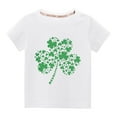 thumbnail image 1 of Lilgiuy Kids St Patricks Day Shirt Boys Girls Irish Shamrock Clover Lucky Graphic Tees Toddler Short Sleeve Crewneck Soft T-Shirt Top Birthday Gift (White), 1 of 3