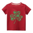 thumbnail image 1 of Lilgiuy Kids St Patricks Day Shirt Boys Girls Irish Shamrock Clover Graphic Tees Toddler Short Sleeve Crewneck Soft T-Shirt Top Gift for Children (Red), 1 of 3