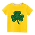 thumbnail image 1 of Lilgiuy Kids St Patricks Day Shirt Boys Girls Irish Shamrock Clover Lucky Graphic Tees Toddler Short Sleeve Crewneck Soft T-Shirt Top for School (Yellow), 1 of 3