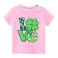 thumbnail image 1 of Lilgiuy Kids St Patricks Day Shirt Boys Girls Saint Patrick's Green Clover Lucky Graphic Tees Toddler Short Sleeve T-Shirt Tops Birthday Gift (Pink), 1 of 3