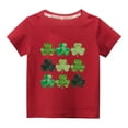 thumbnail image 1 of Lilgiuy Kids St. Patricks Day Shirt Girls Boys Cute Shamrock Print Solid Color Short Sleeve T-Shirt Toddler Summer Saint Patricks Day Outfits for Going Out (Red), 1 of 3