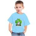 thumbnail image 1 of Lilgiuy Kids St Patricks Day Shirt Green Gnome Lucky Shamrock Tees Summer Solid Color Short Sleeve Lightweight T-Shirt Saint Patrick's Day Top Outwear (Blue), 1 of 5