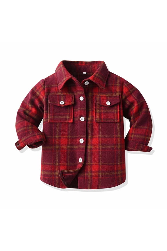 Kids Toddler Flannel Shirt Jacket Plaid Long Sleeve Lapel Button Down Shacket Baby Boys Girls Fall Shirt Coat Outwear for Going Out