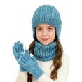 thumbnail image 1 of Lilgiuy Kids Winter Hat Scarf Gloves Set, Warm Fleece Beanie Hat with Ear Warmer Touch Screen Mittens Scarf Set Christmas Birthday New Year Gifts for Kids, 2-18 Years, Blue, 1 of 6