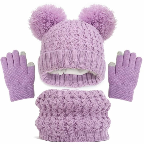Lilgiuy Kids Winter Hat and Gloves Set Toddler Kids Beanie Winter Scarf Set Unisex Boys Warm Thick Boys Winter Hat Kids Gloves