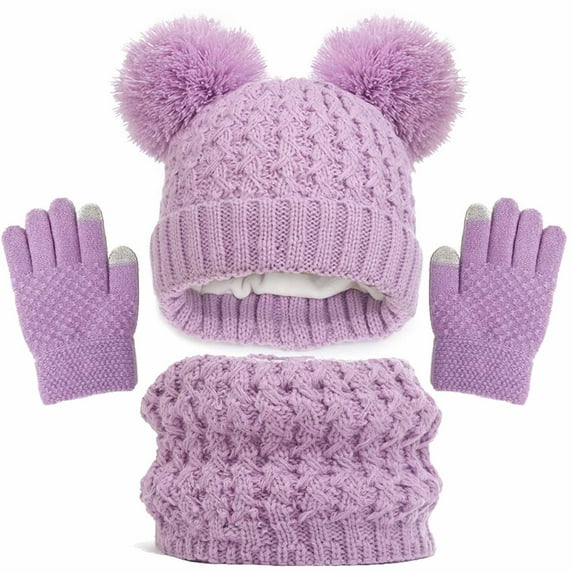 Lilgiuy Kids Winter Hat and Gloves Set Toddler Kids Beanie Winter Scarf Set Unisex Boys Warm Thick Boys Winter Hat Kids Gloves