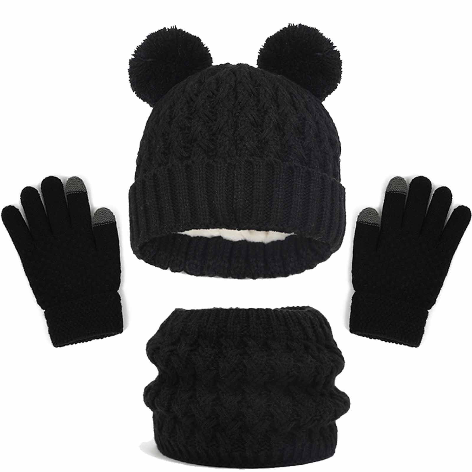 Lilgiuy Kids Winter Hat and Gloves Set Toddler Kids Beanie Winter Scarf