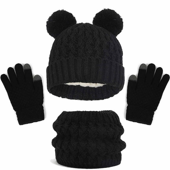 Lilgiuy Kids Winter Hat and Gloves Set Toddler Kids Beanie Winter Scarf Set Unisex Boys Warm Thick Boys Winter Hat Kids Gloves