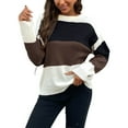 thumbnail image 1 of Lilgiuy Ladies Casual Pullover Knit Striped Intercolor Long Sleeve Crewneck Sweater Knitwear Winter Clothes for 2022, 1 of 5