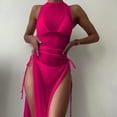 thumbnail image 1 of Lilgiuy Ladies Fashion Solid Color Lacing Split Bikini Charming Women's Swimsuit Mesh Smock Suit for Vintage Birthday Party Beach Evening, 1 of 5