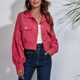 thumbnail image 1 of Lilgiuy Ladies Solid Color Corduroy Jacket Drop Shoulder Long Sleeve Short Coat Winter Dresses for 2022, 1 of 5