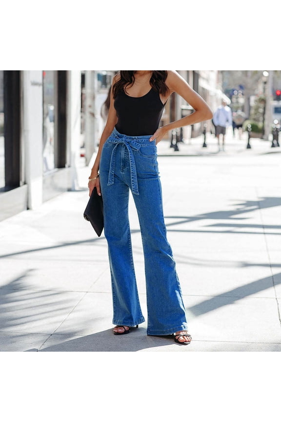 Ladies Spring And Autumn Lace-Up Jeans And Trousers Slim Fit Slim Women Dance Performance Pants