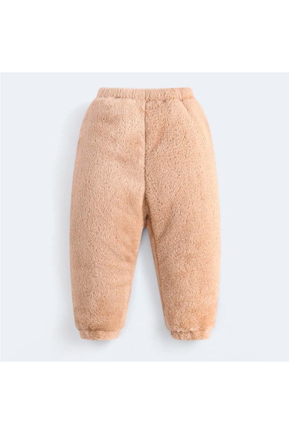 Lamb Velvet Children's Plus Thick Pants Boys And Girls Warm Leggings Baby Trousers,Khaki,6-12 Months Fall Fashion for 2022 Spring Winter