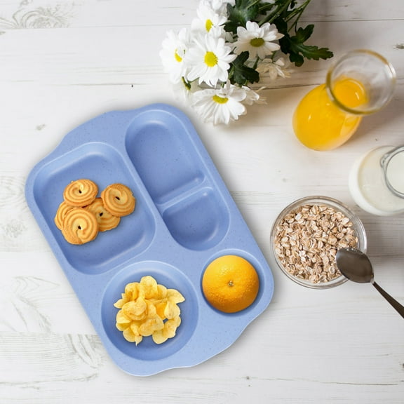 Lilgiuy Large 12 Inch Divided Plates for Kids Adults, Solid Color Wheat Straw Portion Control Meal Plate, Reusable Plastic Compartment Plates, Practical Dinner Plates Dessert Lunch Plates