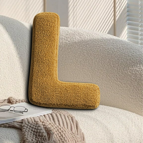 Lilgiuy Letter Pillow English Letters Pillow Soft Initial Throw Cushion Decorative Alphabet Letter Pillows Cozy 26 English Letters Throw Pillow for Living Room Sofa Couch Bed Car Decoration (L)