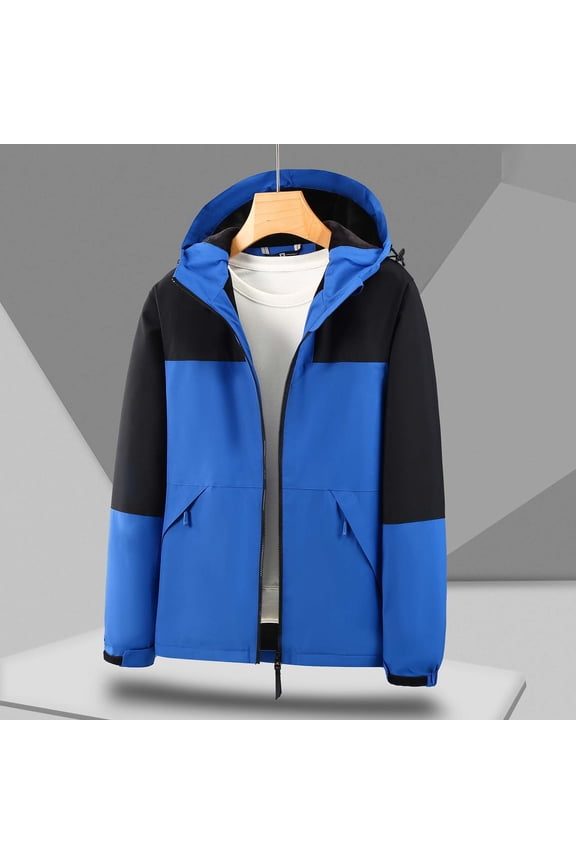 Lightweight Waterproof Jackets for Men and Women Fall Winter Solid Color Color Long Sleeve Windproof and Thickened All-in-one Jacket Gift for Your Son Husband Dad