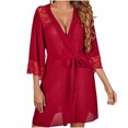 thumbnail image 1 of Lilgiuy Lingerie for Women's Comfortable and Versatile Lace Stitching Oversized Pajamas Pajama Skirt With Belt for Special Night, 1 of 4