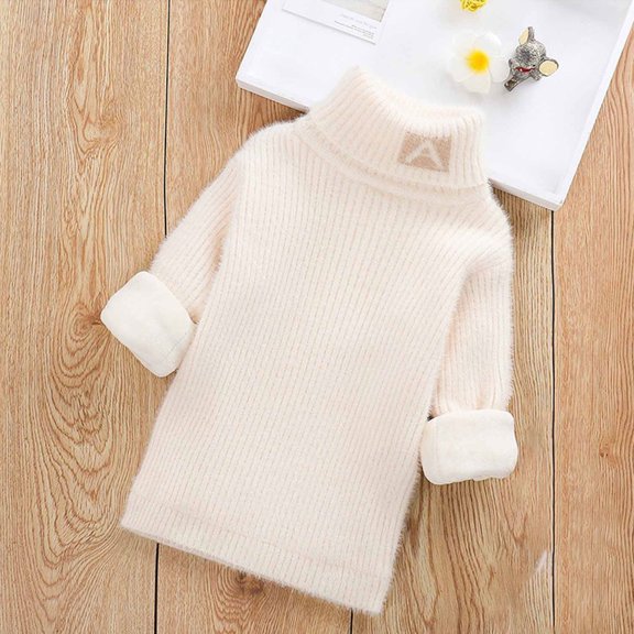 Lilgiuy Little Boy Girl Fall Winter Sweater Casual Turtleneck Long Sleeve Pullover Thickened Sweater Outwear