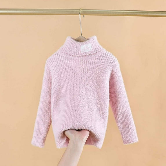 Lilgiuy Little Boy Girl Turtleneck Sweater Fall Winter Candy Color Soft Skinny Pullover Warm Sweater for Vacatioan Travel Holiday(2-10Years)