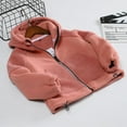 thumbnail image 1 of Lilgiuy Little Boys Girls Fleece Coat Winter Solid Color Zipper Thick Warm Long Sleeve Hoodie Coat for School Party Holiday Watermelon Red, 1 of 3