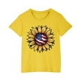 thumbnail image 1 of Lilgiuy Little Boys Girls Graphic Tees Fun USA Flag Daisy Printed Short Sleeve Independence Day Youth T Shirts Top for Running Hking Travelling(Yellow,5-6 Years ), 1 of 5