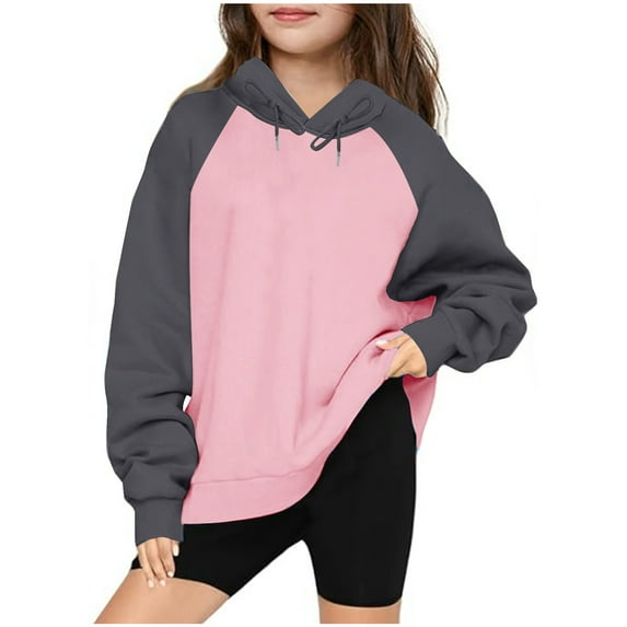 Lilgiuy Little Boys Girls Hoodies Sweatshirts Casual Color Block Loose Hooded Pullover Long Sleeve Tops Outfits 4-12 Years Old