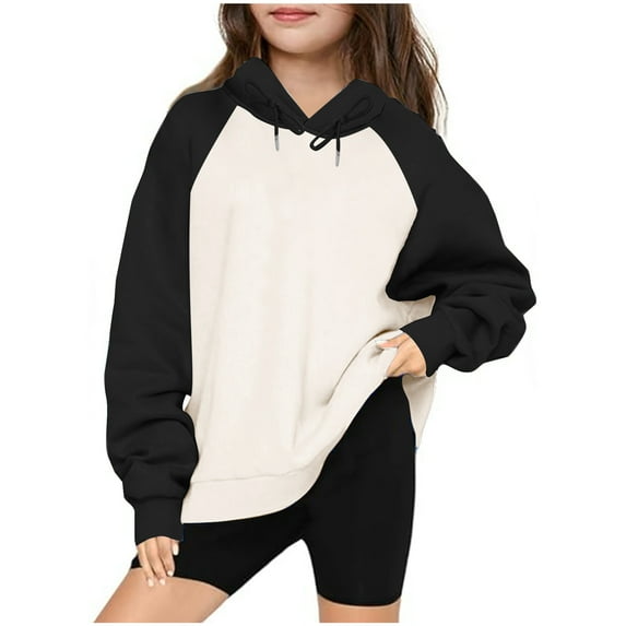 Lilgiuy Little Boys Girls Hoodies Sweatshirts Casual Color Block Loose Hooded Pullover Long Sleeve Tops Outfits 4-12 Years Old